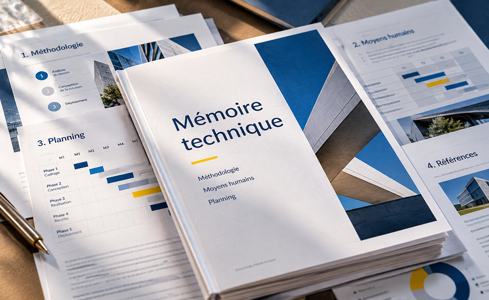 Mémoire technique Word sur mesure pour appels d’offres, avec sommaire, méthodologie et planning.